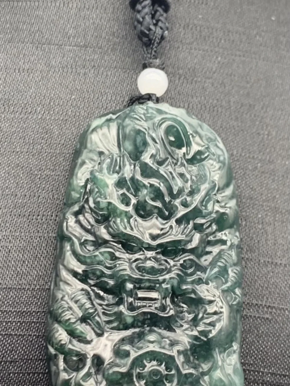 Certificate Jadeite Jade Green Wealth Dragon wheel pendant